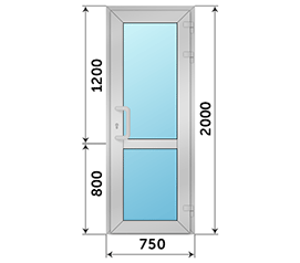 Одностворчатая дверь остекленная SCHÜCO 750x2000